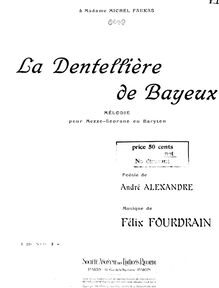 Partition complète, La dentellière de bayeux, Mélodie, G minor, Fourdrain, Félix