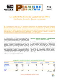 Les collectivités locales de Guadeloupe en 2004 : Stabilisation du nombre d agents communaux