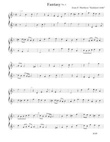 Partition Fantasia No.1 – partition complète, fantaisies pour 2 violes de gambe