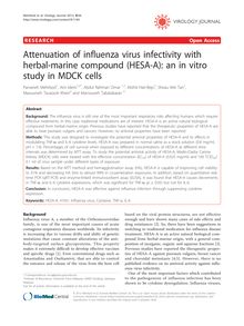 Attenuation of influenza virus infectivity with herbal-marine compound (HESA-A): an in vitro study in MDCK cells