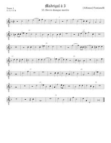 Partition ténor viole de gambe 1, octave aigu clef, Secondo Libro de Madrigali par Alfonso Fontanelli