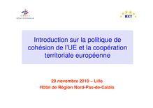 Introduction sur la politique de cohésion de l UE et la coopération