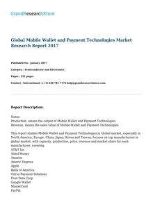 Global Mobile Wallet and Payment Technologies Market Research Report 2017