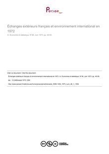 Échanges extérieurs français et environnement international en 1972 - article ; n°1 ; vol.46, pg 45-55