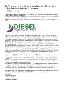 Se destaca la importancia de la tecnología diesel limpia para reducir los gases de efecto invernadero