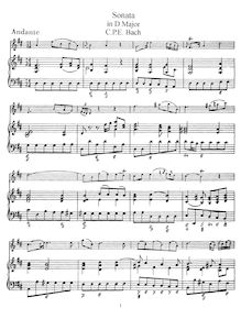 Partition Score et flûte , partie, flûte Sonata en D major, Wq.131 (H.561)