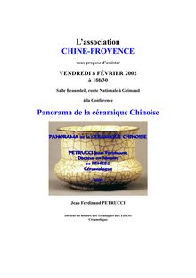 L'association CHINE-PROVENCE Panorama de la céramique Chinoise