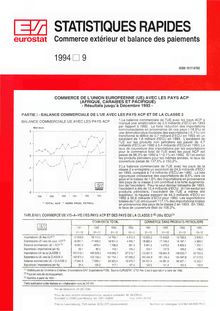 STATISTIQUES RAPIDES Commerce extérieur et balance des paiements. 1994 9