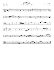 Partition ténor viole de gambe 1, alto clef, Il terzo libro de madrigali a cinque voci nuovamente composto & dato en luce par Antonio Cifra