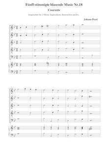 Partition No.18: Courente - Score et parties, Sonaten für 3 Posaunen und 2 Zinken