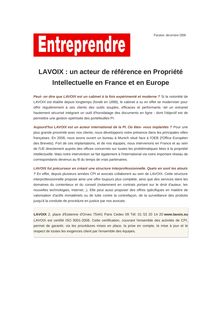 LAVOIX : un acteur de référence en Propriété Intellectuelle en France et en Europe