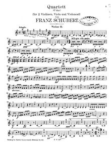 Partition violon 2, corde quatuor No.4 en C major, Schubert, Franz