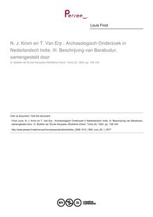 N. J. Krom en T. Van Erp : Archasologisch Onderzoek in Nederlandsch Indie. III. Beschrijving van Barabudur, samengesteld door - article ; n°1 ; vol.20, pg 138-149