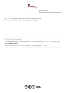 Du «principe de Broussais» en économie  - article ; n°2 ; vol.5, pg 173-224