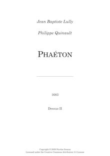Partition Dessus II, Phaëton, LWV 61, Lully, Jean-Baptiste