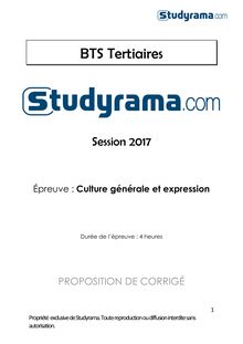 Corrigé BTS 2017 Culture Générale et Expression