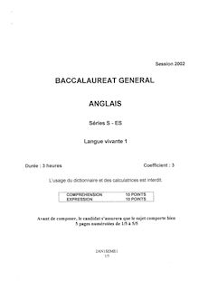 Anglais LV1 2002 Sciences Economiques et Sociales Baccalauréat général