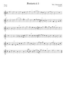 Partition ténor viole de gambe (octave aigu clef), fantaisies pour 3 violes de gambe