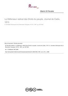 Le Défenseur radical des Droits du peuple, Journal de Cadix, 1813 - article ; n°1 ; vol.310, pg 627-642