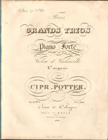 Partition parties complètes, 3 Piano Trios, Potter, Philip Cipriani Hambly