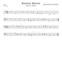 Partition viole de basse, Banchetto Musicale, Schein, Johann Hermann