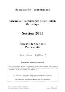 Sujet Mercatique bac STG session 2011