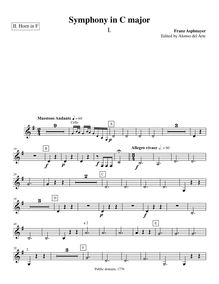 Partition cor 2 (F), Symphony en C major, C major, Asplmayr, Franz