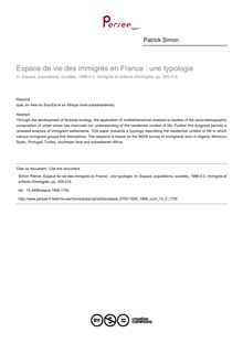 Espace de vie des immigrés en France : une typologie - article ; n°2 ; vol.14, pg 305-314