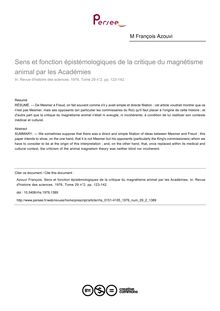 Sens et fonction épistémologiques de la critique du magnétisme animal par les Académies - article ; n°2 ; vol.29, pg 123-142