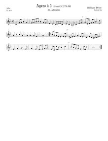 Partition aigu 2 ou ténor viole de gambe (aigu clef), Airs pour 3 violes de gambe par William Drew