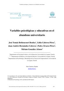 Variables psicológicas y educativas en el abandono universitario (Psychological and educational variables in university dropout)