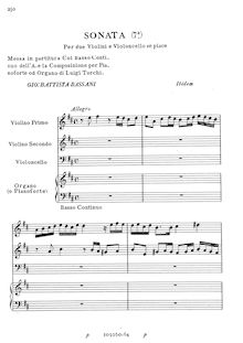 Partition complète, Sonata 7a per due Violini e violoncelle se piace