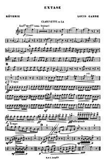 Partition clarinette (A), Extase, Rêverie, D major, Ganne, Louis