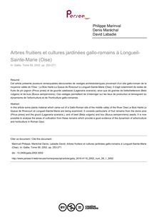 Arbres fruitiers et cultures jardinées gallo-romains à Longueil-Sainte-Marie (Oise) - article ; n°1 ; vol.59, pg 253-271