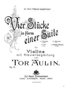 Partition No.3: Air (Score), 4 Stücke en Form einer , Op.15, Aulin, Tor
