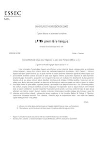 Latin - première langue 2003 ESSEC
