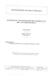 Btsecosoc 2006 sciences et technologies de l habitat et de l environnement nouvelle caledonie