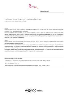 Le financement des productions bovines - article ; n°1 ; vol.85, pg 75-83