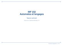 Automates et languages - INF 232