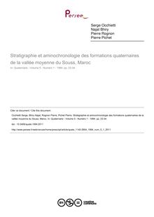 Stratigraphie et aminochronologie des formations quaternaires de la vallée moyenne du Souss, Maroc - article ; n°1 ; vol.5, pg 23-34