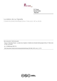 La station de La Vignette - article ; n°1 ; vol.8, pg 420-428