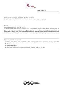 Destin d Œdipe, destin d une famille - article ; n°1 ; vol.3, pg 159-177