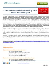 Worldwide Study on   China Structural Adhesives Market    by qyresearchreports.com