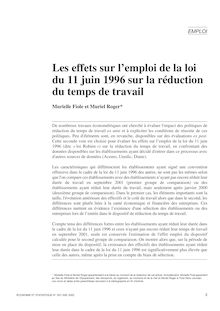 Les effets sur l emploi de la loi du 11 juin 1996 sur la réduction du temps de travail ; suivi d un commentaire de Henri Rouilleault - article ; n°1 ; vol.357, pg 3-22