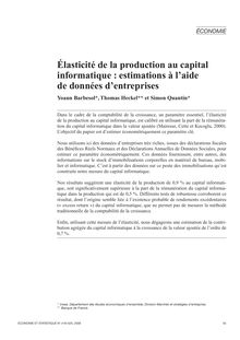 Élasticité de la production au capital informatique : estimations à l aide de données d entreprises