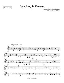 Partition cor 2 (F), Symphony No.4, C major, Albrechtsberger, Johann Georg