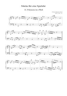 Partition Polonaise en E minor [BWV Anh.143], 18 pièces pour a Musical Clock