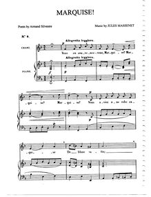 Partition complète (F Major: medium voix et piano), Marquise!