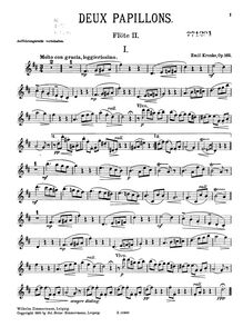 Partition flûte II, Deux Papillons. Zwei konzertstücke für 2 Flöten und Klavier, Op. 165.