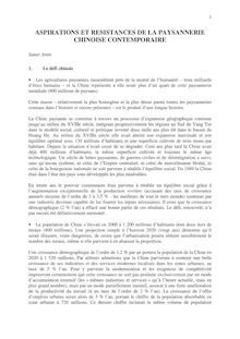 ASPIRATIONS ET RESISTANCES DE LA PAYSANNERIE CHINOISE CONTEMPORAIRE